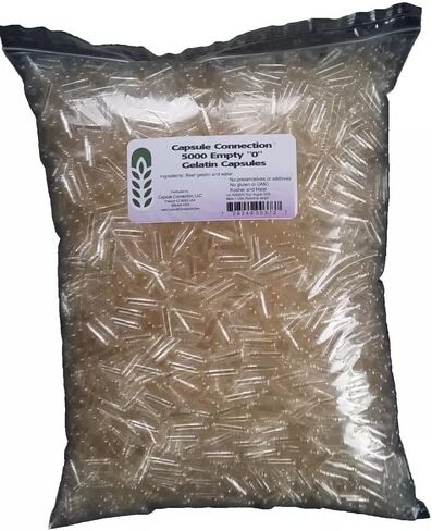 Capsule Connection 1000 Bulk "0" Empty Gelatin Capsules, USA-made, resealable bag in Kuwait