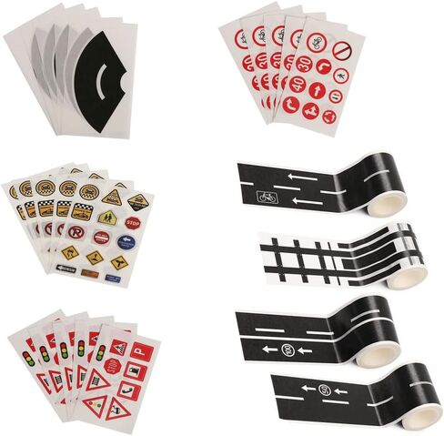 gofidin 8 Set Road Tape Traffic Sign, Railway Road Tape Sticker Wide Traffic Road Adhesive Masking Tape for Kids Study Road Signs Education in Saudi Arabia