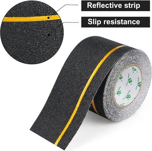 BOMEI PACK 4" x 33 Ft Anti Slip Traction Tape with Reflective Stripe,Grip Non Slip Stair Treads Tape,Non Skid Tape for Stair Treads, High Traction, Easy to Install in Saudi Arabia