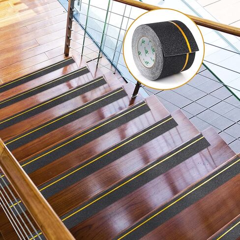 BOMEI PACK 4" x 33 Ft Anti Slip Traction Tape with Reflective Stripe,Grip Non Slip Stair Treads Tape,Non Skid Tape for Stair Treads, High Traction, Easy to Install in Saudi Arabia