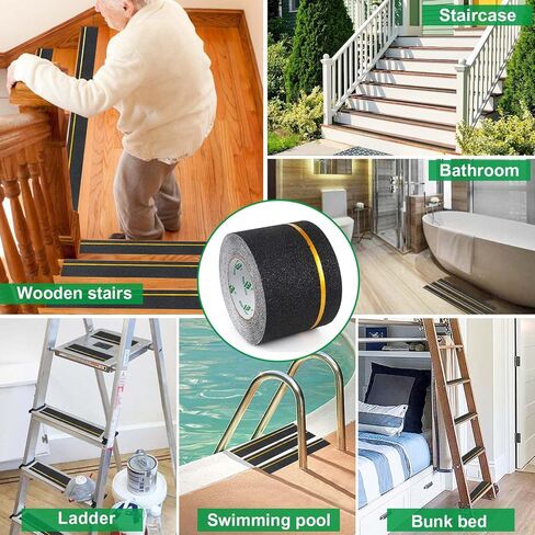 BOMEI PACK 4" x 33 Ft Anti Slip Traction Tape with Reflective Stripe,Grip Non Slip Stair Treads Tape,Non Skid Tape for Stair Treads, High Traction, Easy to Install in Saudi Arabia