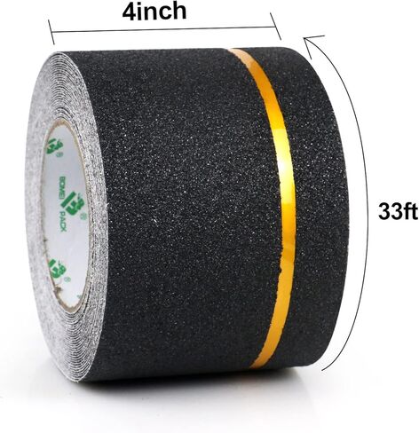 BOMEI PACK 4" x 33 Ft Anti Slip Traction Tape with Reflective Stripe,Grip Non Slip Stair Treads Tape,Non Skid Tape for Stair Treads, High Traction, Easy to Install in Saudi Arabia