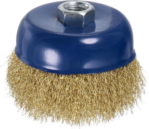 Wire Cup Brush for Angle Grinder - [5 Inch] Coarse Crimped for Paint Stripping Cleaning Rust Light Duty Conditioning, 5/8 Inch-11 Threaded Arbor, Red in Saudi Arabia