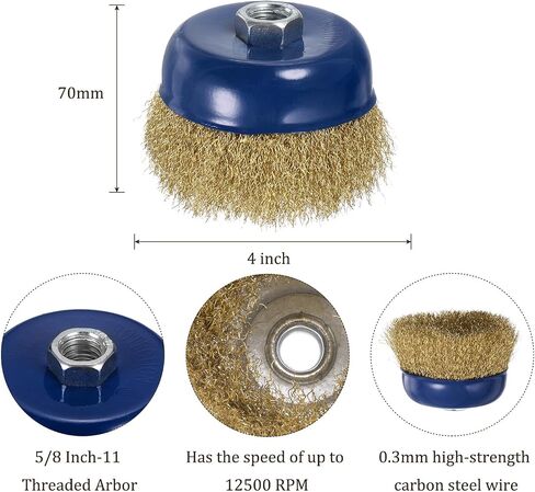 Wire Cup Brush for Angle Grinder - [5 Inch] Coarse Crimped for Paint Stripping Cleaning Rust Light Duty Conditioning, 5/8 Inch-11 Threaded Arbor, Red in Saudi Arabia
