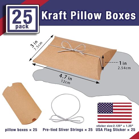 Second Angel 50 Kraft Paper Pillow Boxes, Small Gift Box for Wedding Party Favors Jewelry Candy Soap Packaging, Gift Card Holder, Small Business homemade bulk Packaging Tiny cajas de regalo souvenir in Saudi Arabia