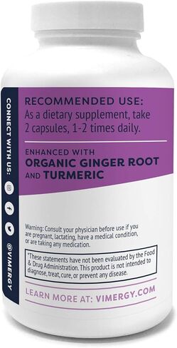 فيميرجي جليسينات المغنيسيوم، 90 حصة - مع الكركم والزنجبيل - يعزز الاسترخاء والنوم - يدعم صحة العظام والعضلات والقلب - خالي من الغلوتين، كوشير، نباتي وصديق للباليو، كبسولة in Kuwait