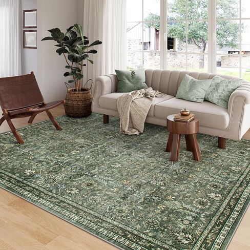 Morebes Boho Green Kitchen Runner Rug 2.5x12, Washable Floral Hallway Runner Rug 12ft Non Slip, Soft Low Pile Stain-Resistant Long Indoor Floor Carpet for Hallways Entryway Bathroom in Saudi Arabia