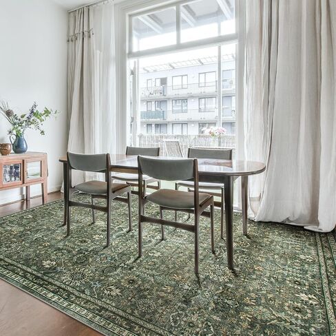 Morebes Boho Green Kitchen Runner Rug 2.5x12, Washable Floral Hallway Runner Rug 12ft Non Slip, Soft Low Pile Stain-Resistant Long Indoor Floor Carpet for Hallways Entryway Bathroom in Saudi Arabia