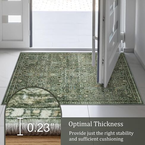 Morebes Boho Green Kitchen Runner Rug 2.5x12, Washable Floral Hallway Runner Rug 12ft Non Slip, Soft Low Pile Stain-Resistant Long Indoor Floor Carpet for Hallways Entryway Bathroom in Saudi Arabia