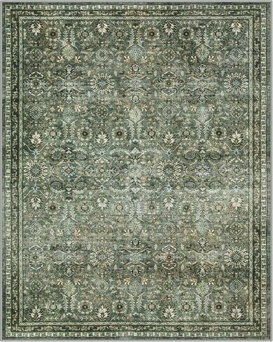 Morebes Boho Green Kitchen Runner Rug 2.5x12, Washable Floral Hallway Runner Rug 12ft Non Slip, Soft Low Pile Stain-Resistant Long Indoor Floor Carpet for Hallways Entryway Bathroom in Saudi Arabia