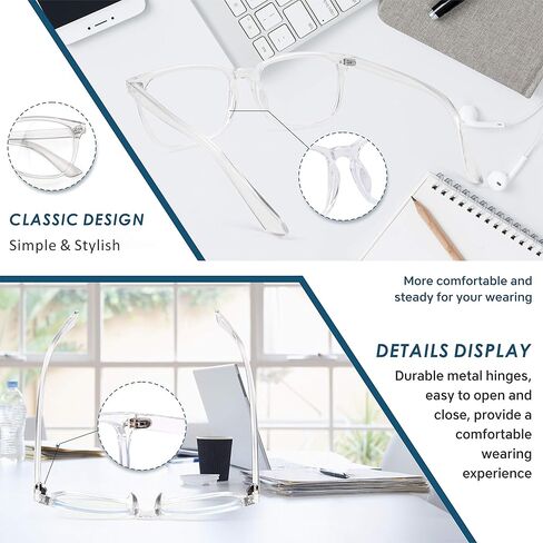 نظارات حجب الضوء الأزرق مكونة من قطعتين من نظارات ألعاب الكمبيوتر المربعة الأنيقة للنساء والرجال in Kuwait