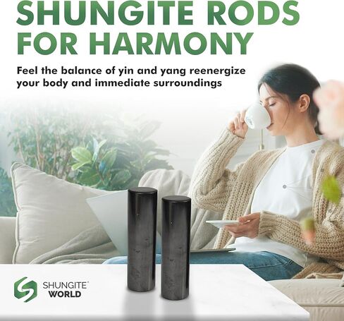 2 pcs Authentic Shungite Harmonizers Polished Cylinders Set Chakra Healing Protection Crystals for Grounding Shungite Stones for Meditation Therapy Negative Energy Protection in Kuwait