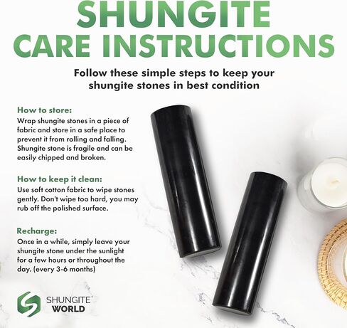 2 pcs Authentic Shungite Harmonizers Polished Cylinders Set Chakra Healing Protection Crystals for Grounding Shungite Stones for Meditation Therapy Negative Energy Protection in Kuwait