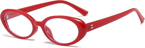 Oval Blue Light Blocking Glasses for Women Men Retro 90s Small Oval Frame Glasses Computer TV Eyeglasses (Red) in Saudi Arabia