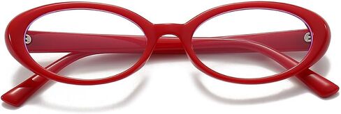 Oval Blue Light Blocking Glasses for Women Men Retro 90s Small Oval Frame Glasses Computer TV Eyeglasses (Red) in Saudi Arabia