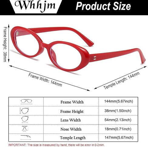 Oval Blue Light Blocking Glasses for Women Men Retro 90s Small Oval Frame Glasses Computer TV Eyeglasses (Red) in Saudi Arabia