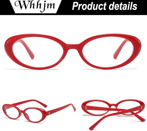Oval Blue Light Blocking Glasses for Women Men Retro 90s Small Oval Frame Glasses Computer TV Eyeglasses (Red) in Saudi Arabia