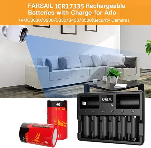 بطاريات FARSAIL Arlo قابلة لإعادة الشحن 123A، 8 عبوات 800 مللي أمبير 123A NiMH بطاريات قابلة لإعادة الشحن لكاميرات Arlo VMC3030 VMK3200 VMS3130 3230C 3430 3530، مصباح يدوي in Kuwait