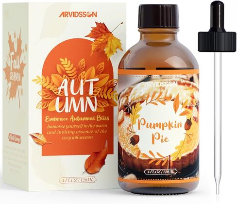 Pumpkin Pie Fragrance Oil 4 Fl Oz (120ml), ARVIDSSON Pumpkin Spice Essential Oil, Natural Pumpkin Pie Oil for Diffusers, Fall Essential Oil for Candle Making, Cozy Autmun Scented Oil in Kuwait