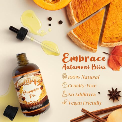 Pumpkin Pie Fragrance Oil 4 Fl Oz (120ml), ARVIDSSON Pumpkin Spice Essential Oil, Natural Pumpkin Pie Oil for Diffusers, Fall Essential Oil for Candle Making, Cozy Autmun Scented Oil in Kuwait