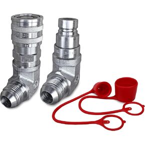 TL31 3/4″ JIC Male Thread Flat Face Hydraulic Quick Connect Coupler Set 1/2" body 90 Deg. Elbow Bobcat Skid steer