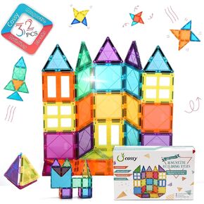 cossy 120Pcs Magnet Tiles Magnetic 3D Building Blocks Set Educational Construction Toys for 3+ Year Kids with Stronger Magnets, Rivets-Fastened, Educational, Recreational, Conventional