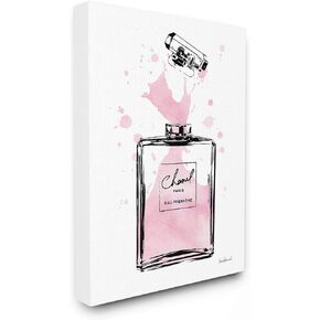 مجموعة Stupell Home Décor Collection لوحة فنية جدارية من القماش على شكل زجاجة عطر بألوان مائية وردية جميلة، مقاس 16 × 20، متعددة الألوان