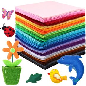 Reginary 240 Pcs Felt Fabric Sheets Back to School Felt Squares Assorted Color Felt Craft Sheets for DIY Sewing School Classroom Kids Projects Patchwork Party Decoration, 40 Colors (6 x 6 Inch)