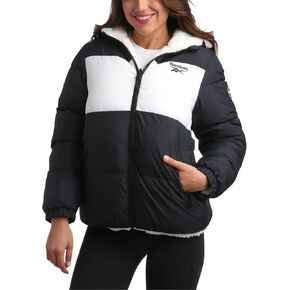 Reebok Women's Winter Jacket - Reversible Quilted Puffer Coat with Sherpa Fleece Lining - Reversible Jacket for Women (S-XL)