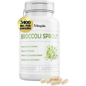 Vitapia Organic Broccoli Sprout Powder - High in Sulforaphane & Antioxidant, Cognitive Health Support - 30 Day Supply - Non GMO & Gluten Free, 33 Servings (Pack of 1)