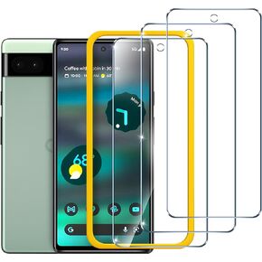 ivoler [3 Pack] Screen Protector Tempered Glass for Google Pixel 6a 5G 2022 (6.1 inch)[Fingerprint Unlock Compatible] with Easy Installation Frame[Not for Pixel 6] 9H Hardness Clear Film Bubble Free