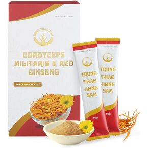 DTN - Pack 30, Cordyceps Militaris and Red Ginseng Powder, Enhance Physical Performance, Boost Energy, Red Ginseng Extract, Ganoderma and Polyscias Fruticosa Extract (Pack 30)