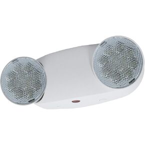 LFI Lights | Bright Oval Emergency Light | White Housing | Two LED Adjustable Round Heads | Hardwired with Battery Backup | UL Listed | (1 Pack) | EL-M2