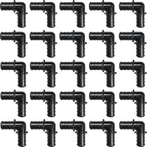 [Pack of 25] 1/2 Inch 90 Degree Elbow, Poly PPSU Barb Crimp Pex Fitting, No Lead Plastic Pex Fittings, ASTM F-2159, cUPC Certified. (1/2" Elbow, 25pcs)