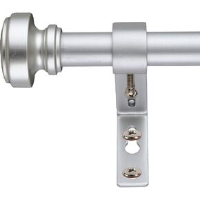 Decopolitan 3/4" Knob Curtain Rod, 72 to 144 Inches, Antique Silver