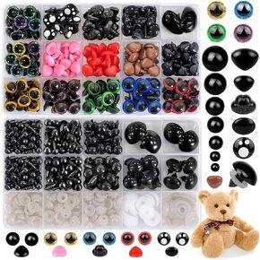 YUJUN 700PCS Safety Eyes for Crochet,6-22mmColorful Glitter Noses with Washers Stuffed Animals Amigurumi Craft Doll Making Teddy Bear Toy