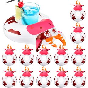 12 Pieces Drink Floats Inflatable Drink Floats Reusable Cute Drink Holder Set Inflatable Float Cup Coasters for Pool Party Hot Tubs Lakes Oceans for Boys Girls Adults Summer Pool (Duck)