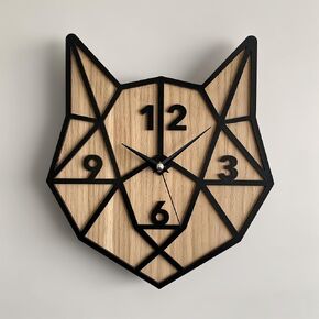 goodtime Cat Clock Gift for Cat Lovers Wooden Clock for Wall Animal Clock