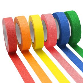 OWLKELA Colored Masking Tape 0.6" x 16 Yard Per Roll, 6 Rolls Rainbow Colors Painting Tapes, Painters Tape, Craft Tape, Labeling Tape, Paper Tape for Crafts & DIY Projects