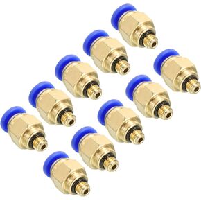 10 Pack Brass Straight Push to Connect Air Hose Fitting, for Transporting Air Water, Apply to Outdoor/Industrial (4mm Tube, M5 Male Thread)