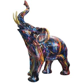 Elephant Statue Decor, Colorful Art Creativity Graffiti Elephant Sculpture Ornament, Gifts for Women, Mom, Collectible Resin Elephant Figurines for Home Office Bookshelf Desktop
