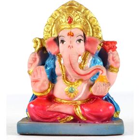 ASHIRWAD 2.5" Small Ganesha Statue, Sculpture, Mini Lord Ganesh, Ganpati Polyresin Idol in Multicolour (2.5 inches)