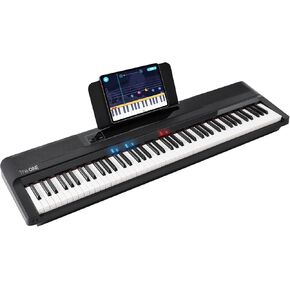 The ONE Portable Digital Piano, 88 Keys Piano Keyboard with Hammer Action Keys for Beginner/Professional, Full Size Weighted Keyboard with Music Stand, Teaching LED Lights & Piano App