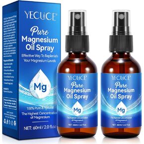 Magnesium Oil for Feet, Magnesium Spray, Topical Magnesium Spray, Pure Magnesium Oil Spray Organic Natural Magnesium Spray Glass Bottle(2 fl oz), Unclog Pores, Easy to Use