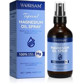 Pure Magnesium Oil Spray, 100% Natural Organic Magnesium Oil, Magnesium Spray for Feet, Easy to Use and Absorption, 4.0 fl oz