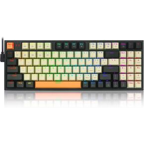 لوحة مفاتيح Redragon الميكانيكية للألعاب، لوحة مفاتيح ميكانيكية سلكية مع 94 مفتاحًا، تحرير ماكرو قابل للبرمجة، لوحة رقمية، مفاتيح حمراء، لوحة مفاتيح ميكانيكية مدمجة لجهاز الكمبيوتر Mac Ipad، رمادي أسود