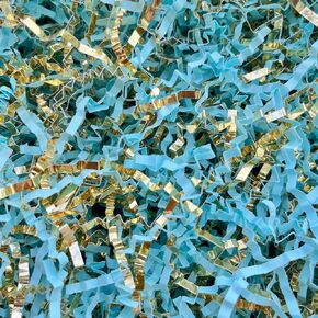 Crinkle Cut Paper Shred Filler (2 LB) for Valentine's Day Gifts Craft DIY's Packaging,Navy Blue&Gold Shredded paper for Gift Box, Wrapping & Basket Filling for Christmas, Halloween & Wedding Decorations ( Navy Blue&Gold）