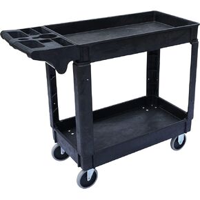 Southwire 65240340 Small 2 Shelf Utility/Service Cart, Lipped Shelves, 500 Lbs Capacity for Warehouse/Garage/Cleaning/Manufacturing