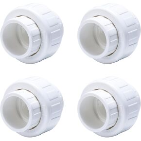 10PCS PVC Union Coupling, (Socket x Socket) White, Schedule 40, with EPDM O-Ring(3/4Inch)