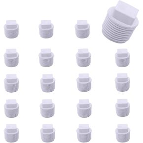 20 Pack 1/2 Inch PVC Pipe Male Thread Plug, PVC Male Threaded Pipe End Cap, PVC Male Thread Plug adaptor Thread Water Pipe closing for Plumbing Water Line